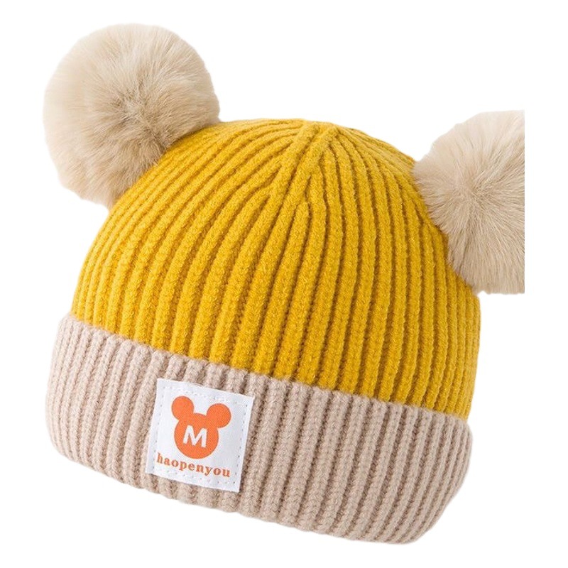 Baby hat autumn and winter newborn thickened warm fleece-lined 3-6-12-24 months baby boys and girls hat