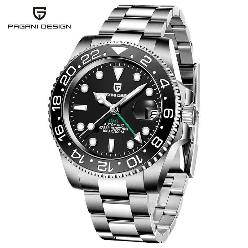 Picture of PAGANI bojiani fashion Men's automatic mechanical watch GMT two hour clock luminous calendar watch 1662