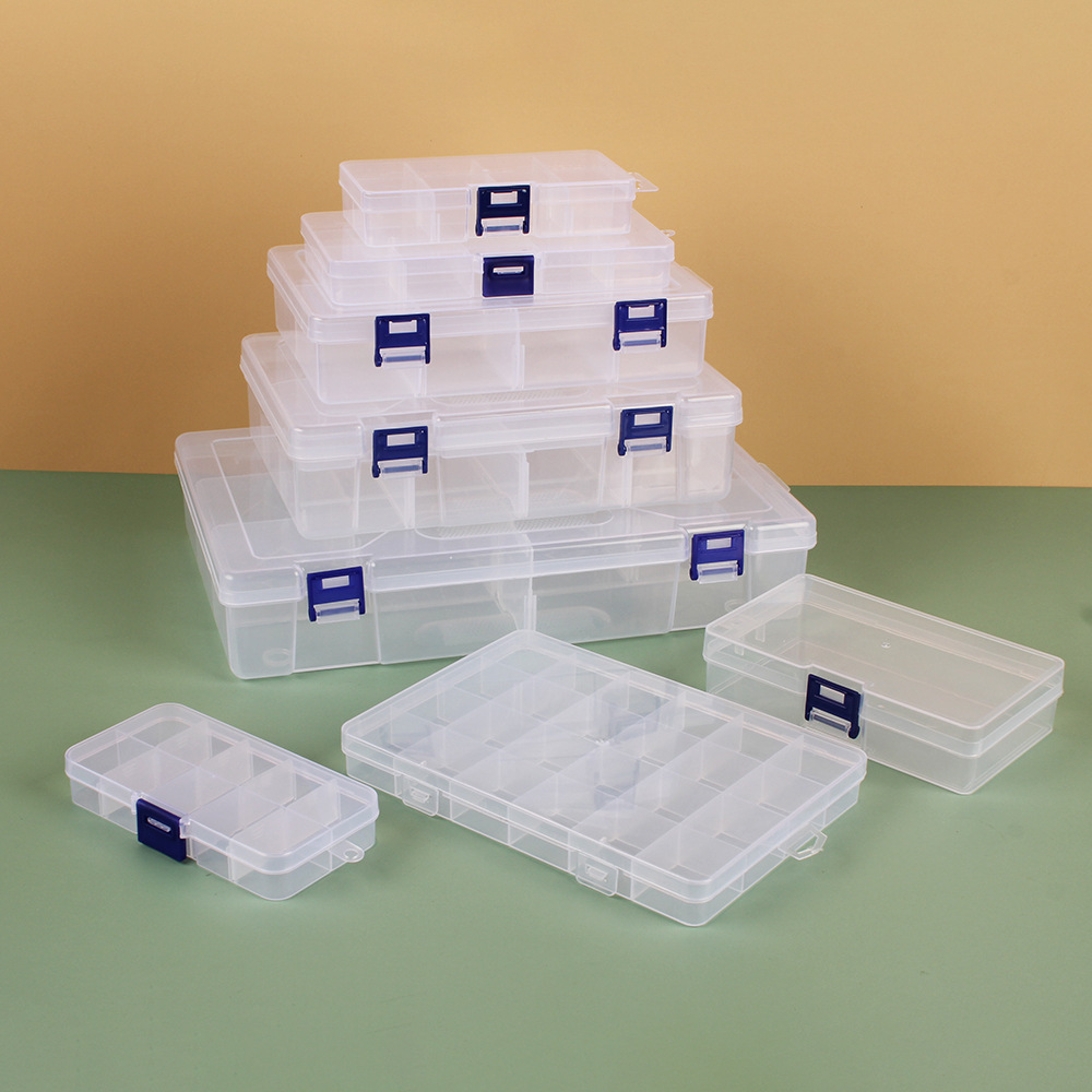 Picture of Transparent plastic 24-grid jewelry storage box electronic components accessories box classification Plaid jewelry box small parts box