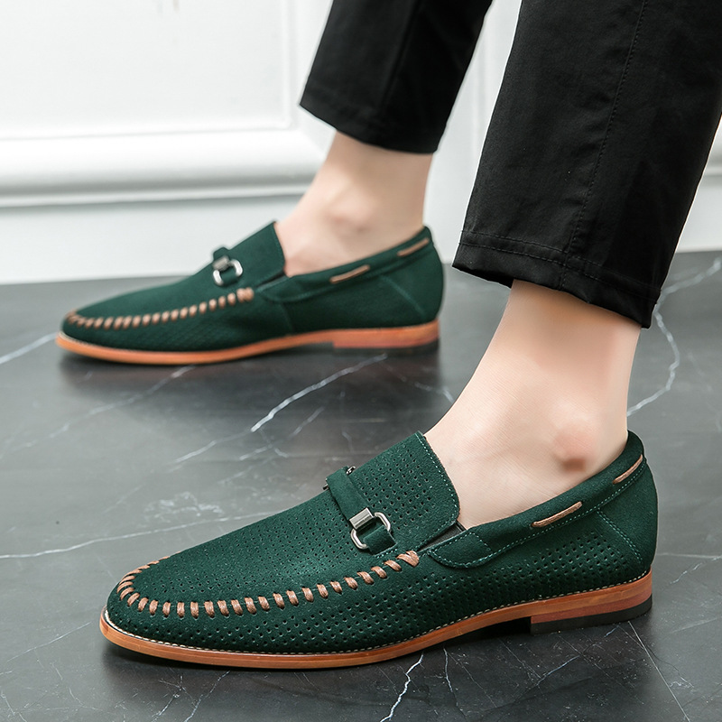 Cross-border plus size Doug Shoes Business Loafers Men's Punched Breathable Foot Leather Shoes Men's British Dress Lazy Leather Shoes