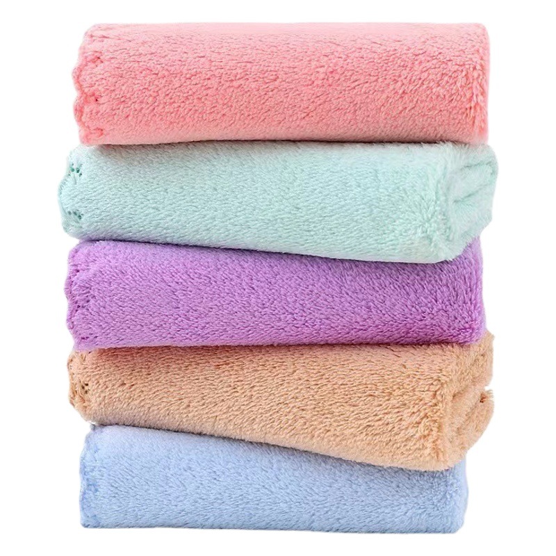 Picture of 20 pieces of coral fleece square towel kitchen dishwashing cloth soft absorbent handkerchief plain hand towel