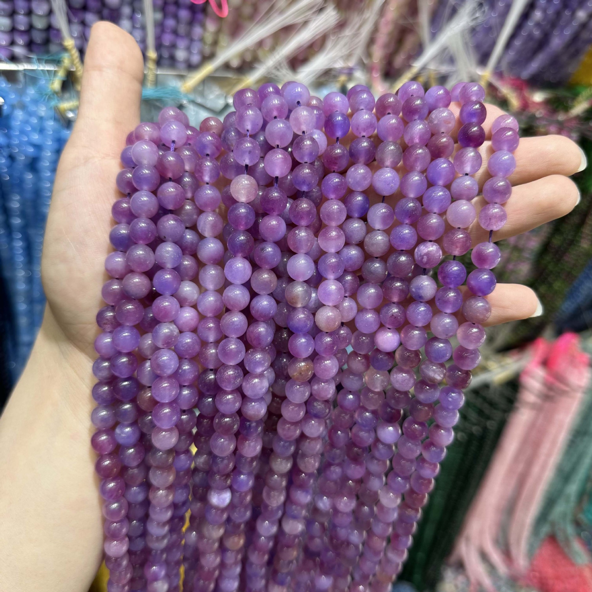 Picture of Live hot grade a chalcedony 8mm two-color round beads beads handmade diy Internet celebrity matching in stock jewelry