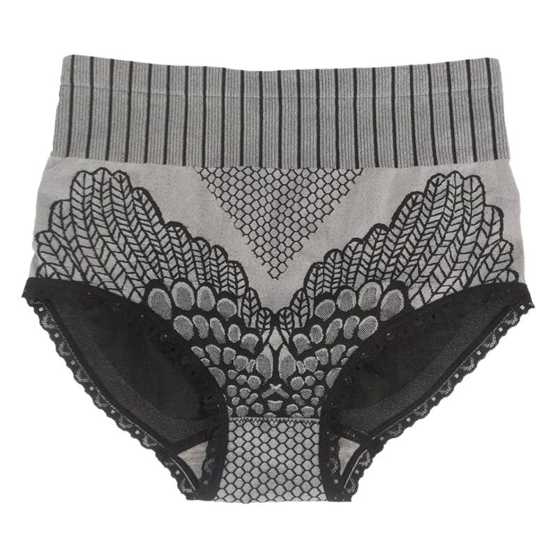 High-Waisted Underwear, Seamless Butt-Lifting Graphene Tummy-Control Palace Pants, Second-Generation Pure Cotton Crotch Lace Briefs for Women