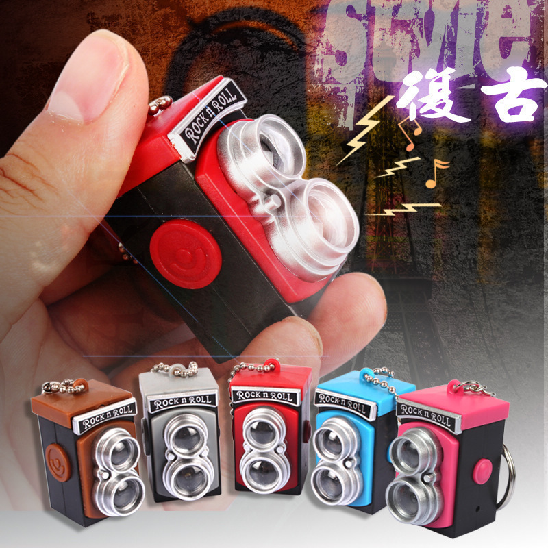 Sounding LED Retro LOMO Camera Pendant LED Luminous Keychain Activity Gift Car Pendant