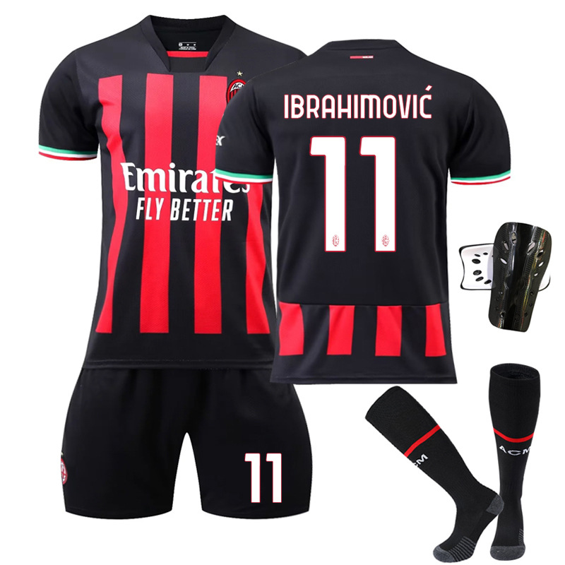 2223AC Milan Home New No. 11 Ibrahimovic 9 Giroux 17 Leo 19 Special Olympics Football Suit Sportswear