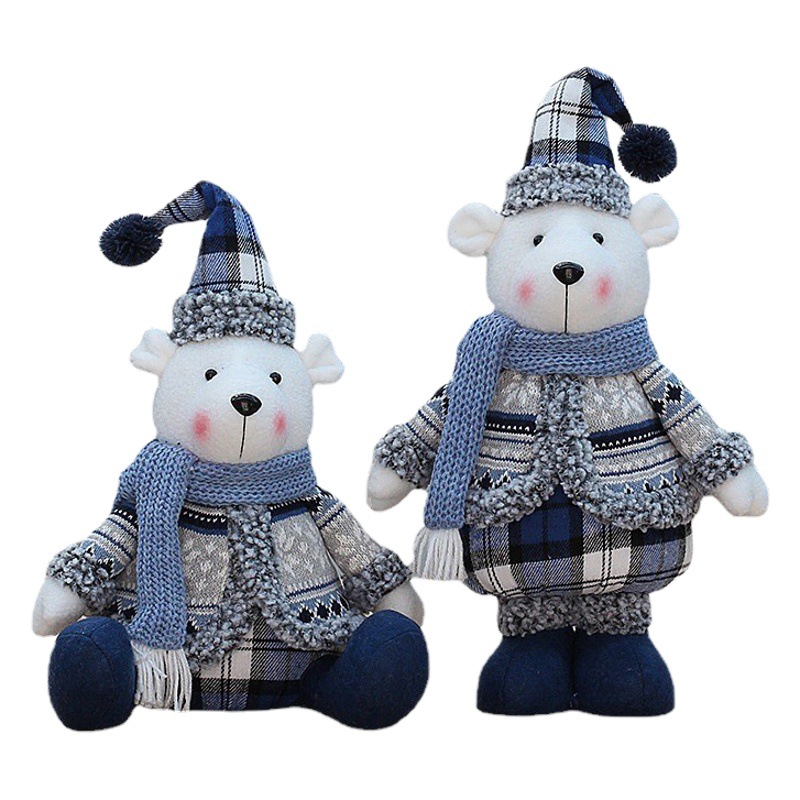 Factory Small Wholesale Fabric Christmas New Doll Decoration Ornaments Sea Blue Bear Doll Doll Holiday Gift