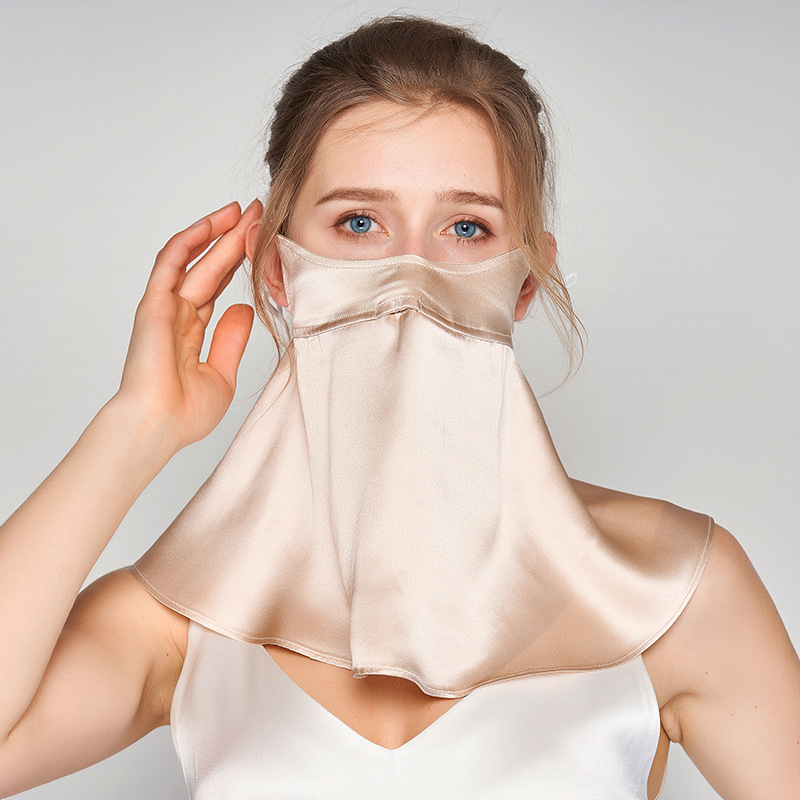 Picture of Silk sun mask sleep breathable full face cover summer UV mask mulberry silk oil smoke-proof veil for women