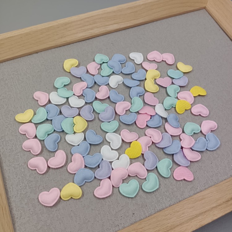 50 Pieces Price A02 Beautiful Macaron Color Fabric Pressed Small Heart Cloth Stickers about 1.8cm Other Camisoles