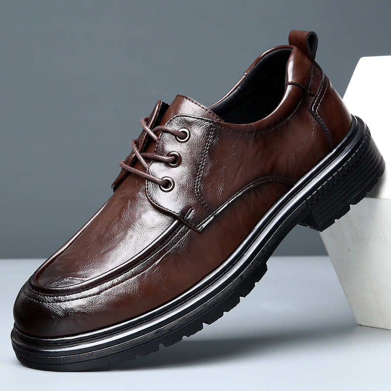 2025 Spring New Men's Shoes Classy Cowhide Business Casual Comfortable Soft Sole Breathable Thick Sole Formal Men's Leather Shoes