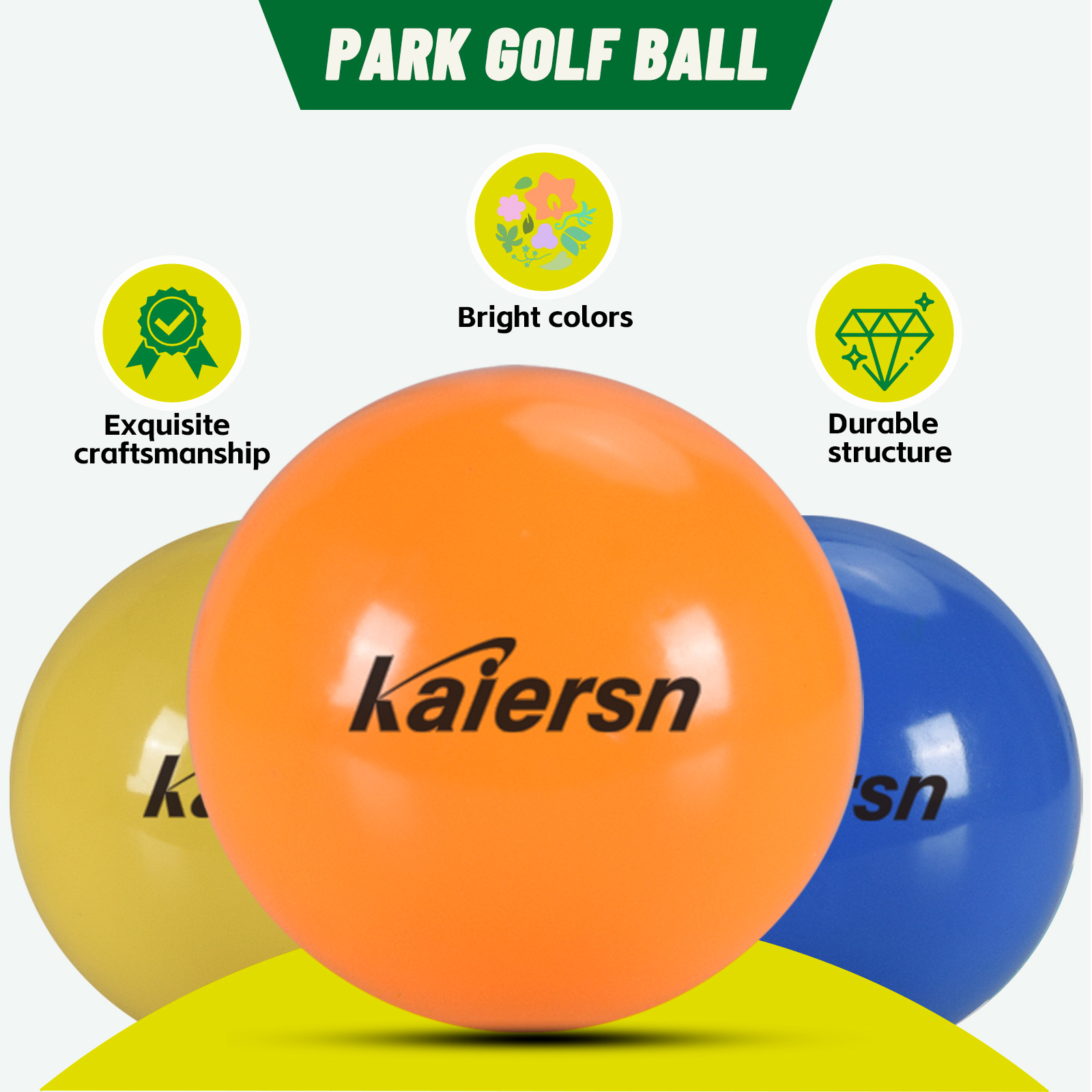 Kaiersn Park Golf Balls Japan and South Korea Hot Selling Luminous Smooth Colorful Park Balls 60mm Cross-Border Hot Selling