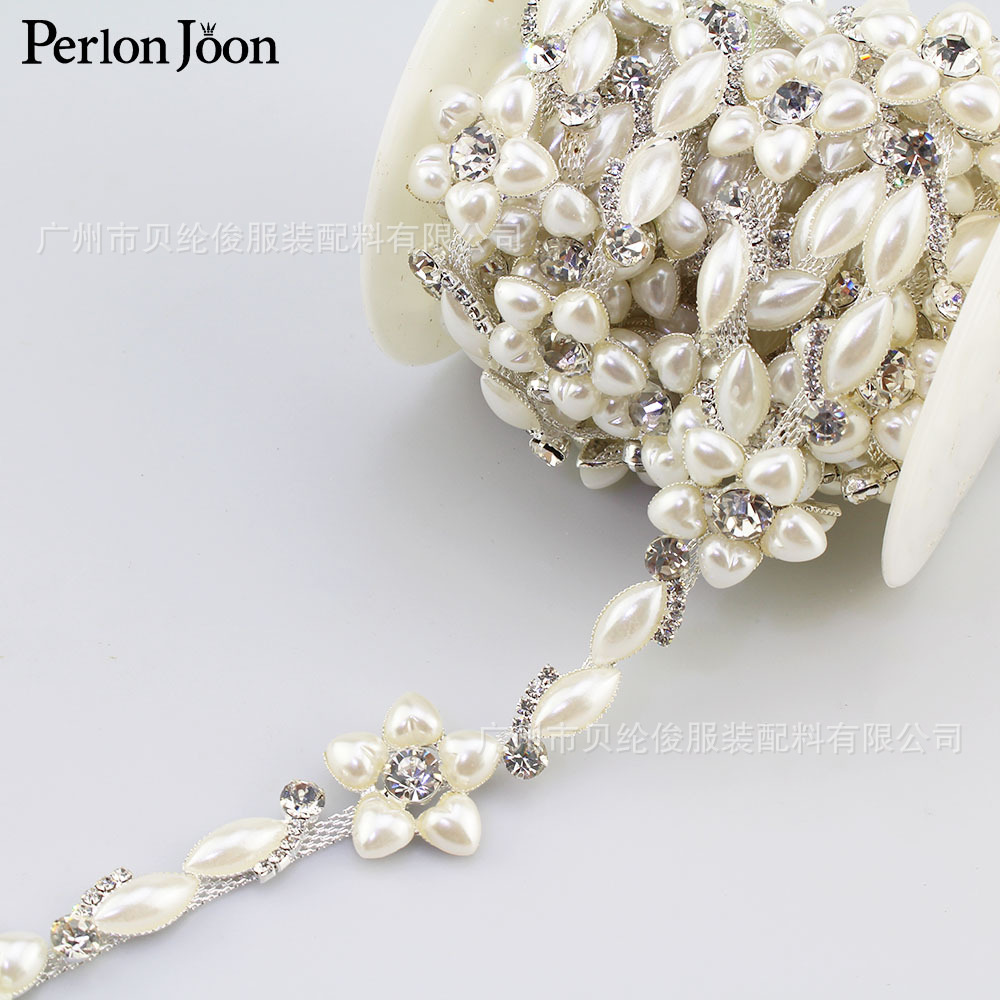 Hot selling pearl fancy rhinestone welding code chain headdress wedding dress DIY clothing accessories decorative diamond chain