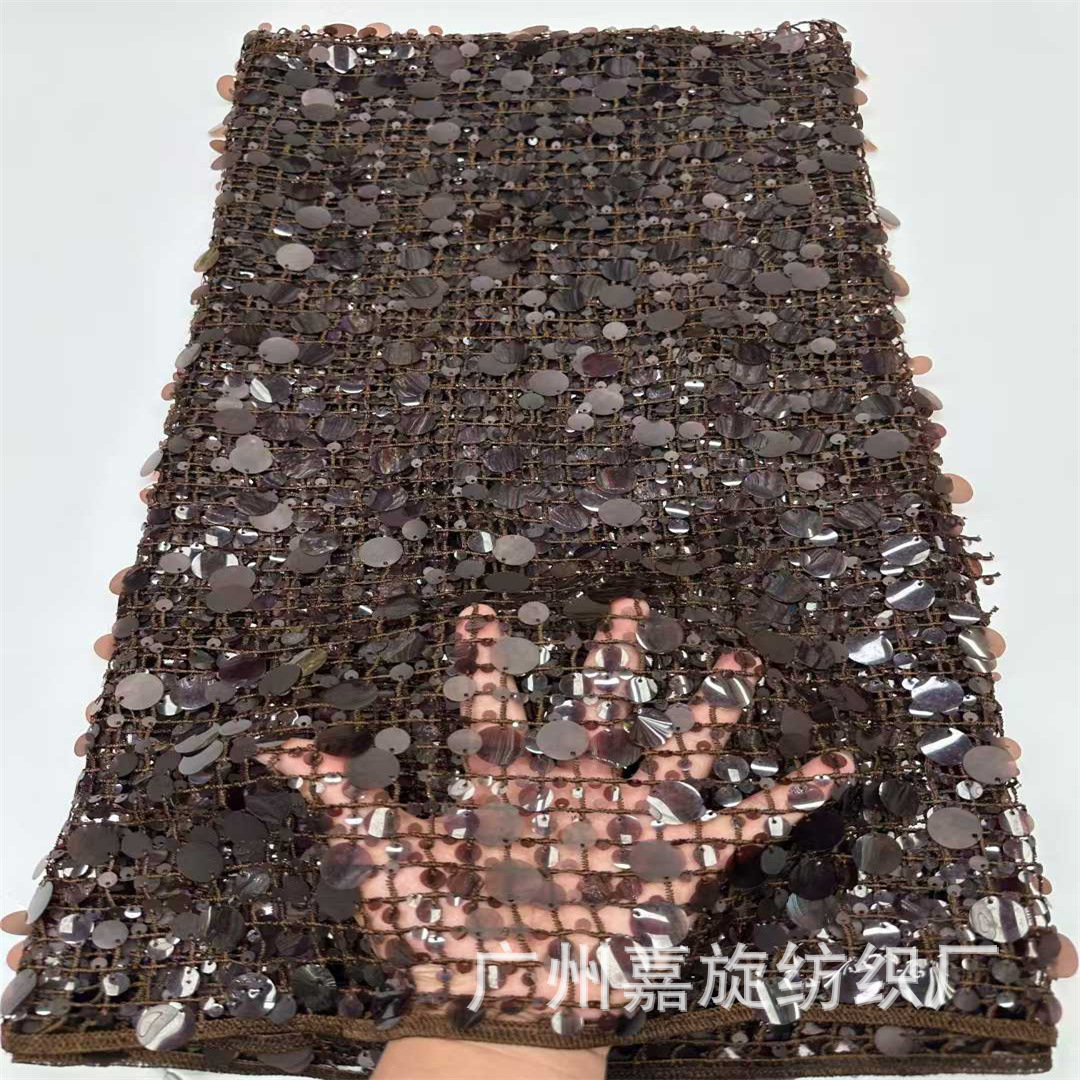 New Sequin Embroidery 3+7+12+18mm Sequin Cut Out Plaid Women's Skirt Evening Dress Catwalk Fashion Children's Clothing Fabric