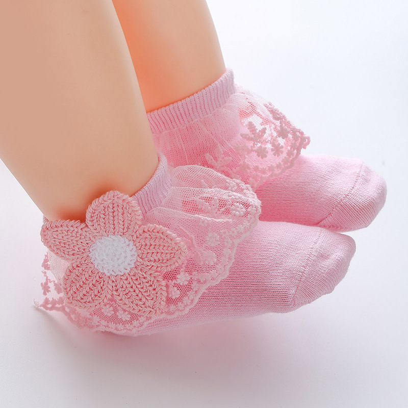 Picture of New Children's Lace Socks Korean Style Princess Socks Spring & Fall Girls' Socks Cartoon Cross-Border Export Baby Cotton Socks Thin Section