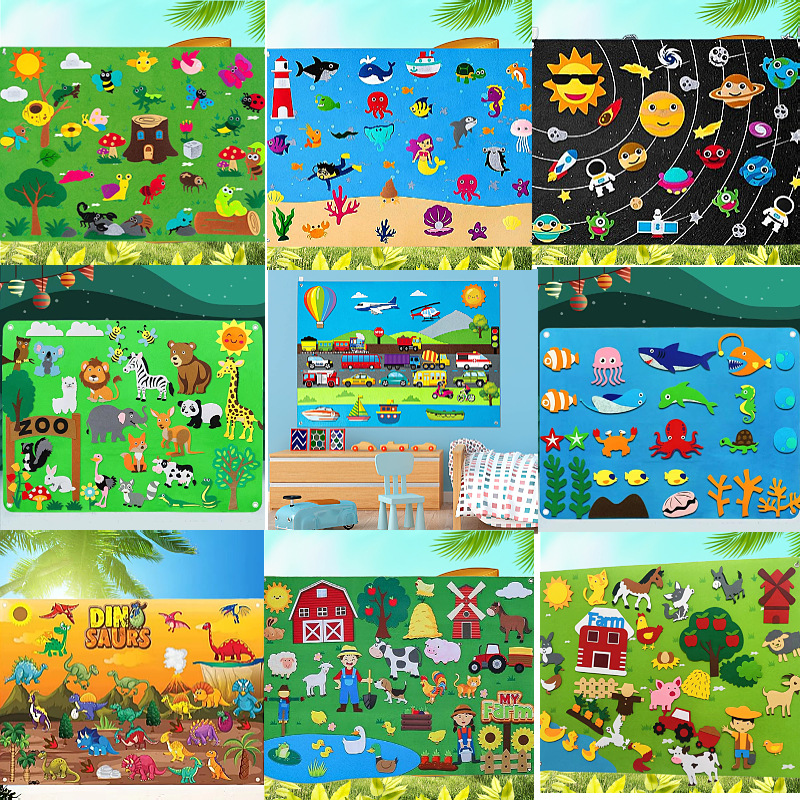 Factory supply felt busy board children's educational learning board DIY Enlightenment early education cartoon toy storytelling board