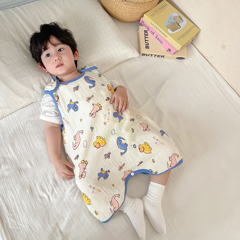 Picture of Baby Vest Sleeping Bag Summer Thin Gauze Pure Cotton Baby Kick-proof Sleeveless Children's Pajamas Air-conditioned Room Anti-cold