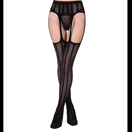 Picture of Sexy Transparent Hollow-out Four-sided Large Open Crotch Free Pantyhose Long Barrel Tennis Stockings Sexy Stockings Temptation Garter Belt