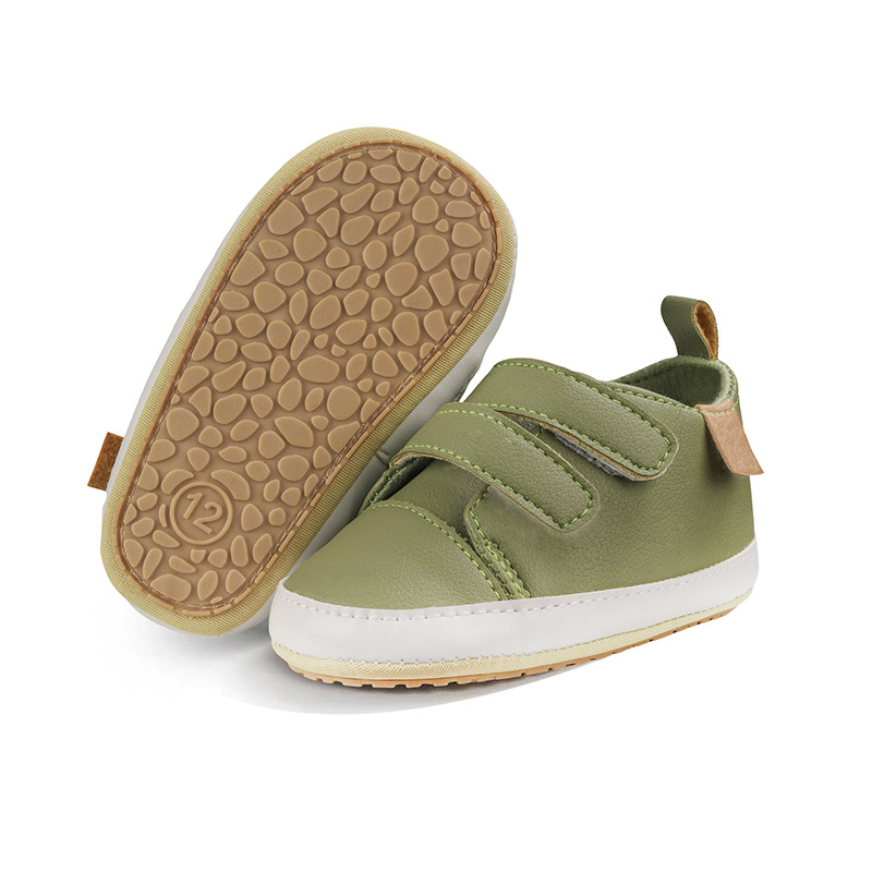 Picture of Spring and Autumn 0-1 Year Old Baby Toddler Shoes PU Velcro Baby Boys and Girls Wave Shoes Indoor and Outdoor Leather Shoes with Soft Sole