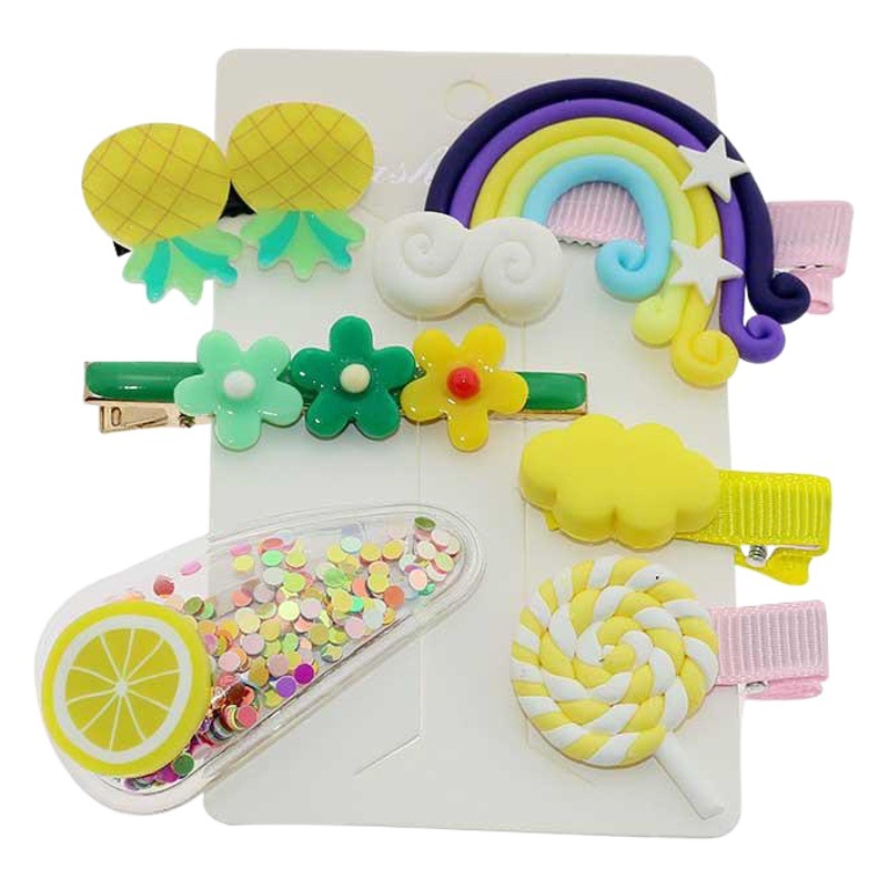 Korean Children's Hair Clips for Girls, Princess Baby Candy-Colored Hair Accessories, Internet-Famous Rainbow Small Hairpins, Side Clips, Cloud-Shaped Hair Ornaments