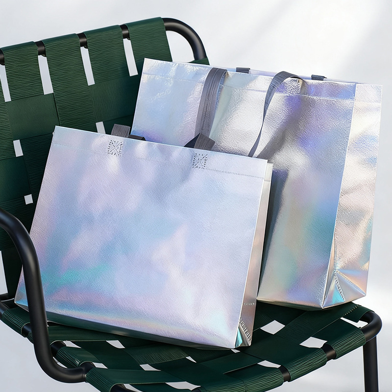 Laser Shoulder Bag Women's Shoes Shopping Bag Non-woven Bag Clothing Store Bag Clothes Packaging Bag Customization
