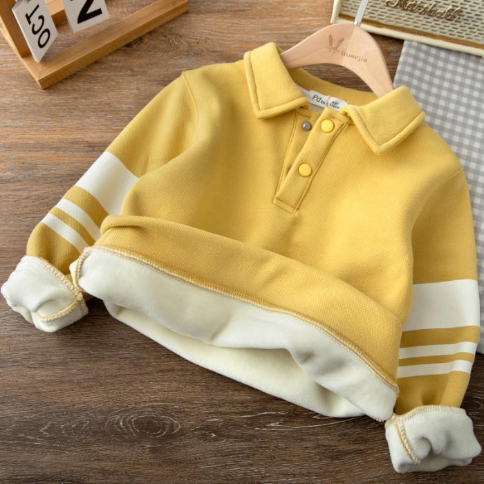 Picture of Boys' polo shirt 2023 new children's Korean version of autumn and winter fleece-lined lapel children's warm bottoming shirt tide