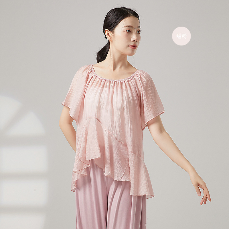 Picture of Classical Dance New Blouse Short-Sleeved Gauze Chinese Dance Modern Dance Practice Dance Clothing Tops for Women