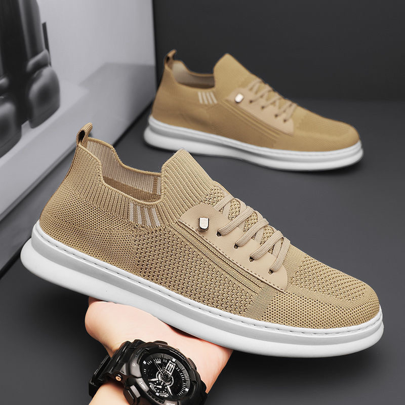 Men's Overshoes, New Breathable Mesh Shoes, Men's Sports Shoes, Korean Style Trendy Versatile Non-Slip Fly-Knit Casual Sneakers