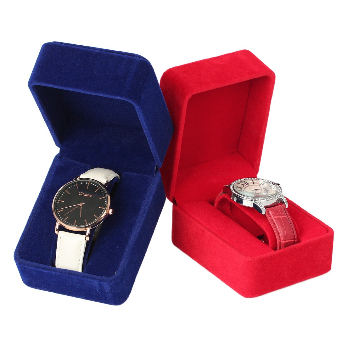 Rounded Velvet Watch Box Watch Packaging Gift Box High-End Portable Men's Watch Box Watch Storage Box Manufacturer