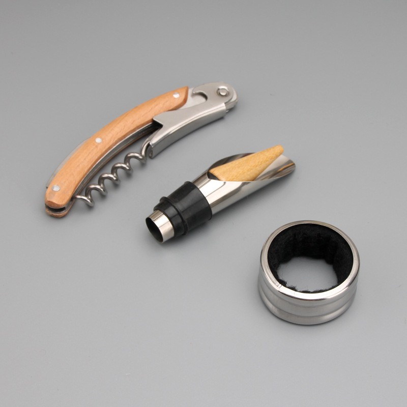Picture of Bottle Opener Three-Piece Set Wine Tools Combination Cartons Pour Stop Drip Ring Bar Wine Tools Daily Gifts New