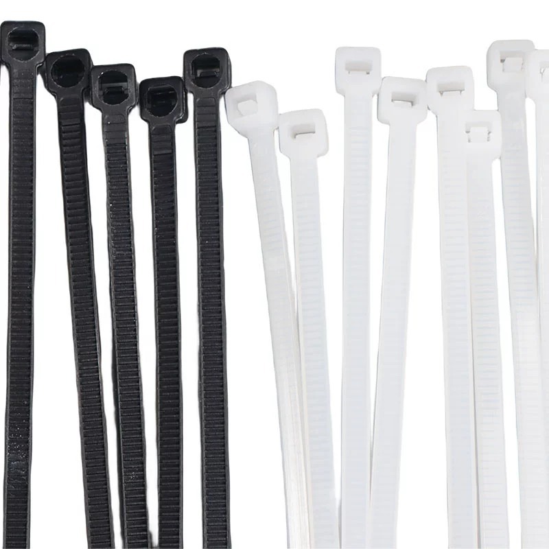 Picture of Nylon plastic tie black and white self-locking buckle tie strap binding rope strong tension fixing tie strap cable tie