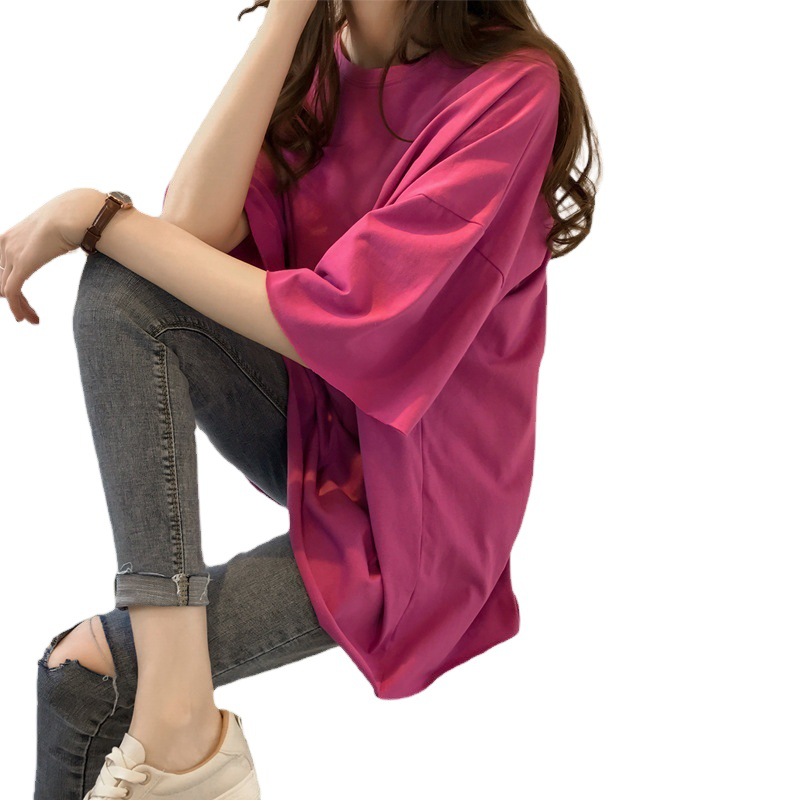 Summer Clothes 2025 New Candy Color T-Shirt Women's Short-Sleeved Student Loose Korean Style Ins Half-Sleeved Tops Women's Clothing Wholesale