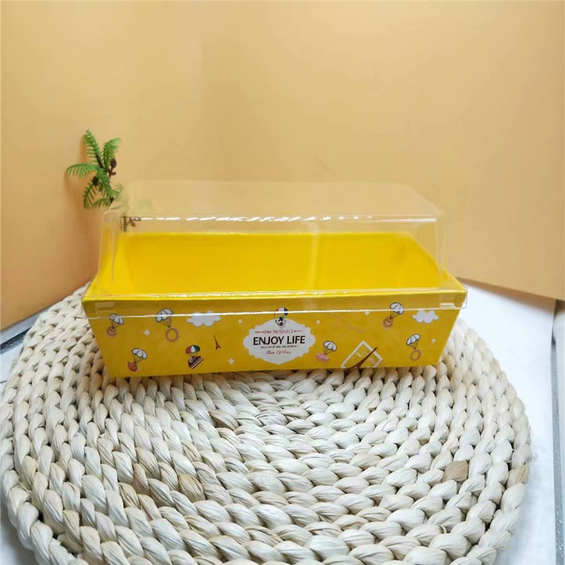 Rectangular Transparent Oil-Proof Lid Box Sandwich Gift Box Paper-Plastic Box Disposable Cake Box Baked Desserts