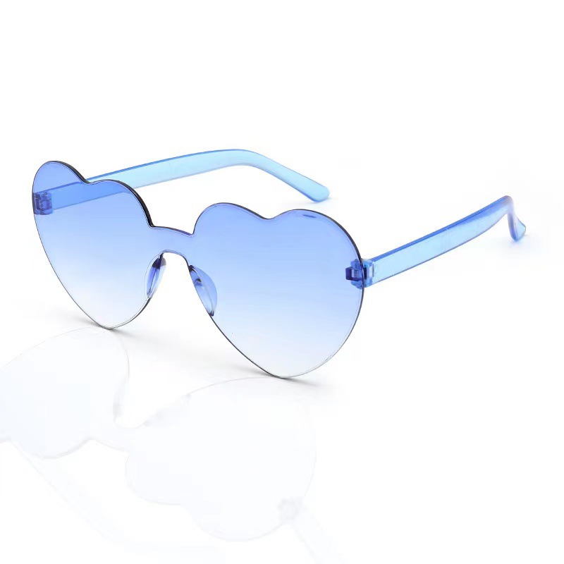 Picture of Heart Sunglasses, Heart Sunglasses, Jelly Color Rimless Heart-Shaped One-Piece Glasses, Dazzling Color Glasses