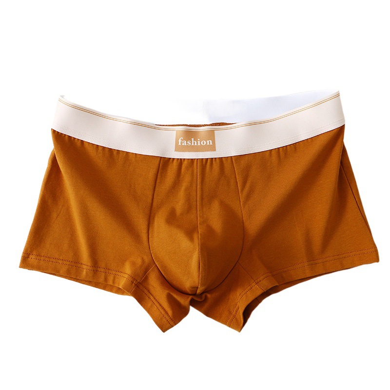 New Men's Underwear Boxers Cotton Comfortable Breathable Solid Color Loose plus size Youth Mid-Waist Men's Four-Corner Trousers