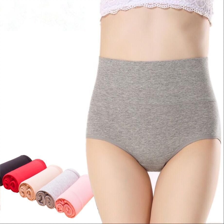 Factory straight women's bottoms 95 cotton underwear women's cotton fabric briefs high waist solid color belly