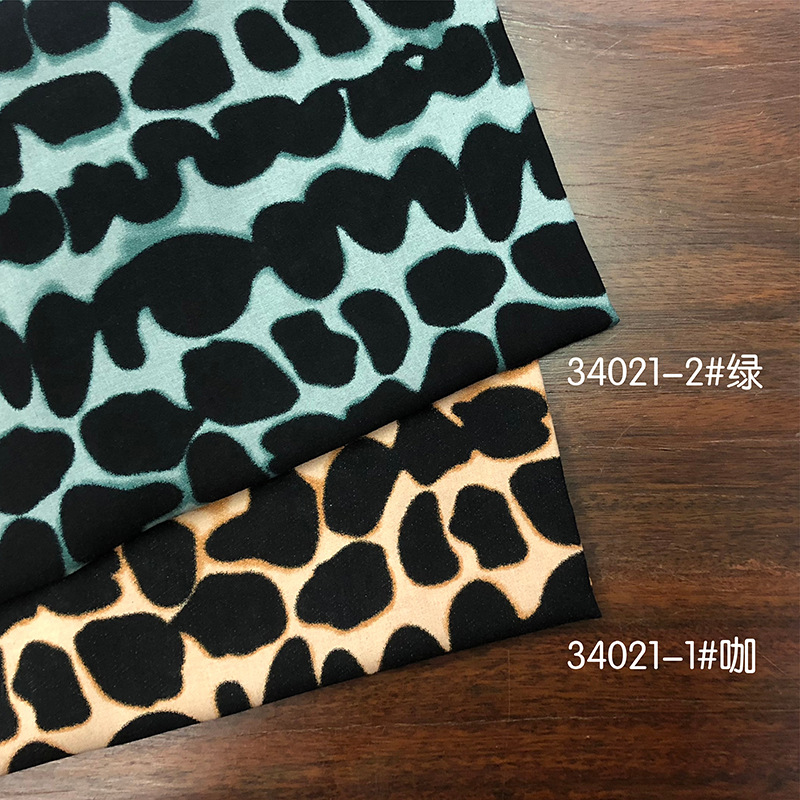30s rayon 3068 plain leopard pattern print fabric women's pants fabric spot sticky soft soft