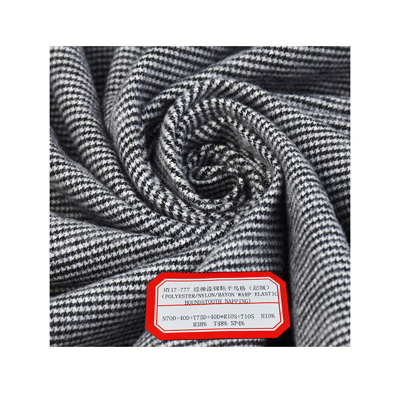 HOUNDSTOOTH Fleece Polyester Brocade Sticky HOUNDSTOOTH Fleece Yarn Fabric Plaid Fleece Windbreaker Fabric