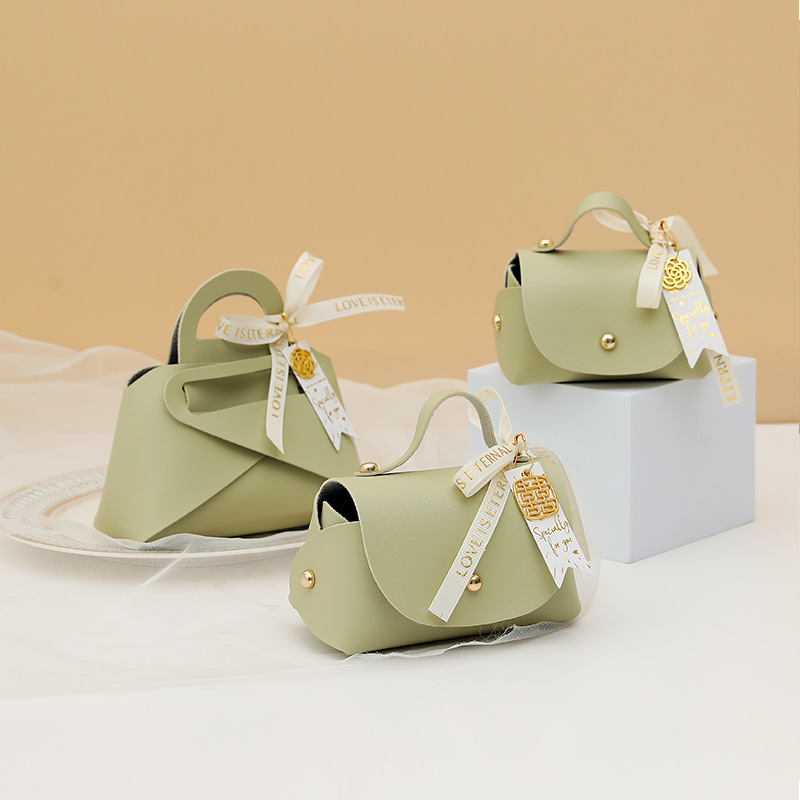 Picture of European Creative Wedding Candy Box Leather Ins Style Satchel Wedding Candy Bag Wedding Souvenir Gift Candy Gift Box