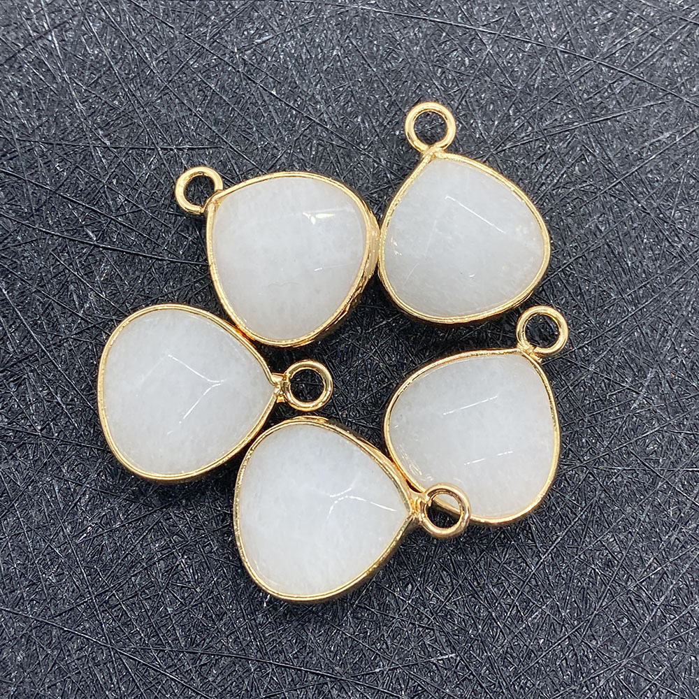 Picture of Natural stone facet pendant 14x 18mm green black single hole drop pendant DIY jewelry accessories wholesale