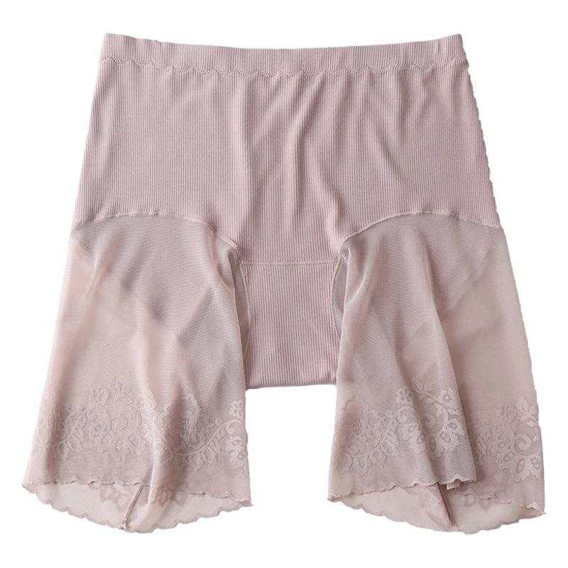 Plus Size Women's Safety Pants 100kg Summer Anti-Exposure Lace Mid-High Waist Extended Knee-Length Pants Wholesale with Crotch Lining