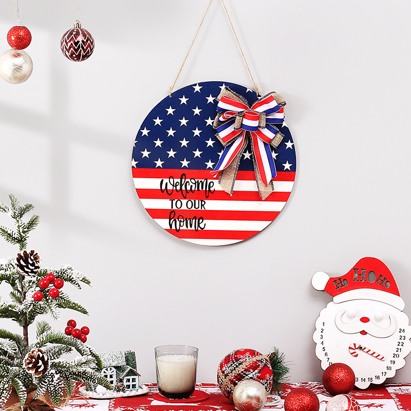 Picture of Cross-border in Stock American Independence Day wooden door decoration hanging flag home holiday decoration door hanging plate