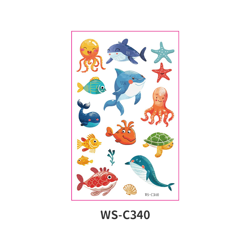 Picture of Spot Wholesale Children's Cartoon Original Tattoo Stickers Marine Animal Summer Tattoo Stickers Dolphin Shark Little Whale
