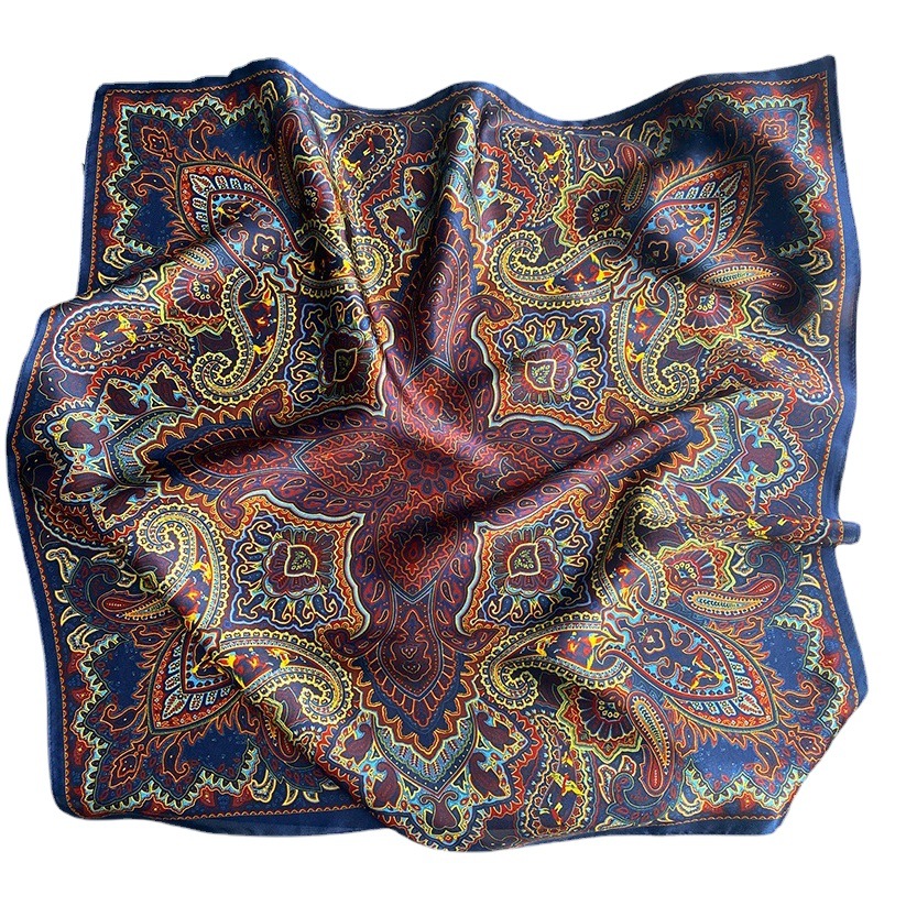 2022 Vintage Mori Style Thin Narrow Long Silk Scarf Women's Printed Real Silk Square Scarf 70 Mulberry Silk Scarf Professional Small Scarf