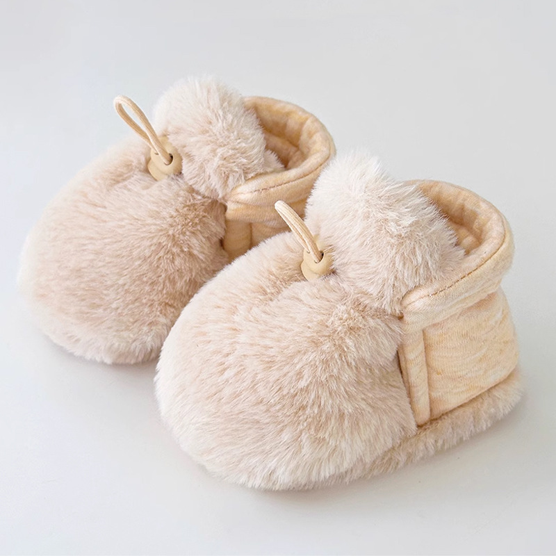 Baby Shoes 0-1 Years Old fleece-lined Cotton Shoes Baby Toddler Shoes Autumn and Winter Neonatal Floor Soft Sole Anti-drop Warm Shoes