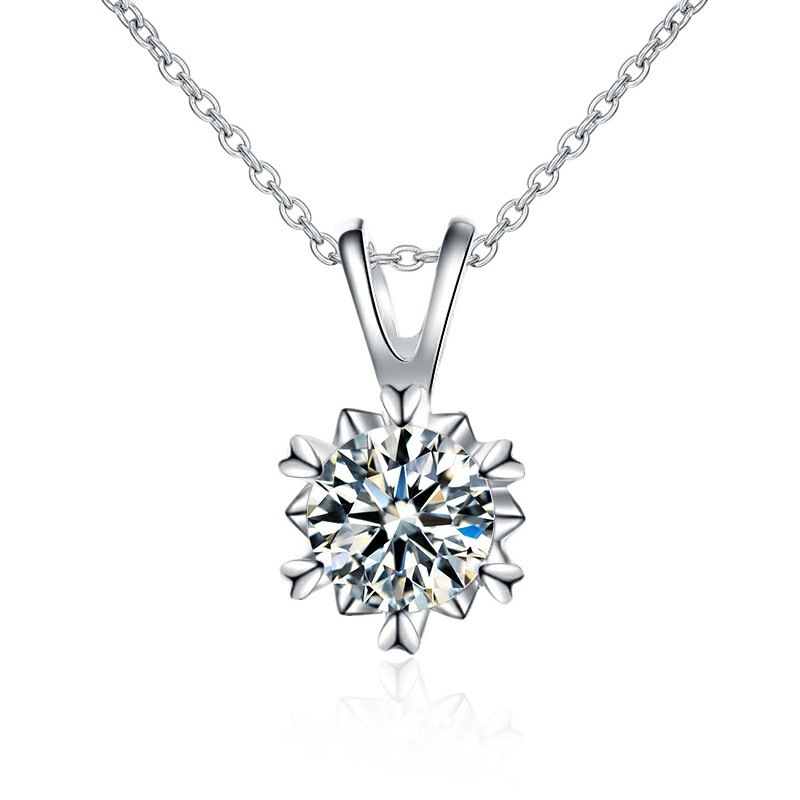 Picture of [New Products Special Sale] Snowflake Mosane Diamond Necklace Women's Moissanite Pendant Sterling Silver Clavicle Chain Niche New Gift