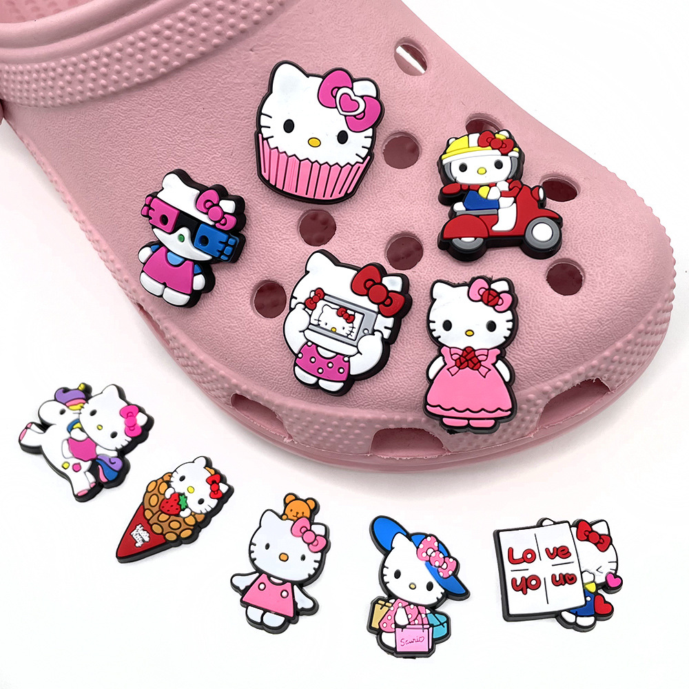 Picture of suit hellokitty Series Hole Shoes Shoes Flower Accessories Diy Shoe Buckle Detachable Cute Cartoon Buckle Shoes