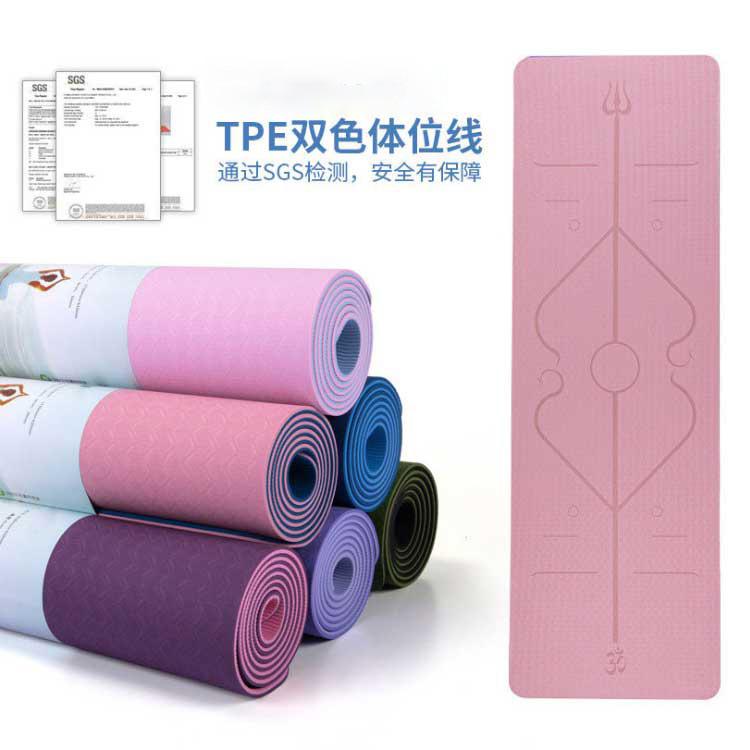 Picture of Factory direct TPE double-layer two-color body line shock-absorbing yoga mat men's and women's fitness mat wear-resistant floor mat