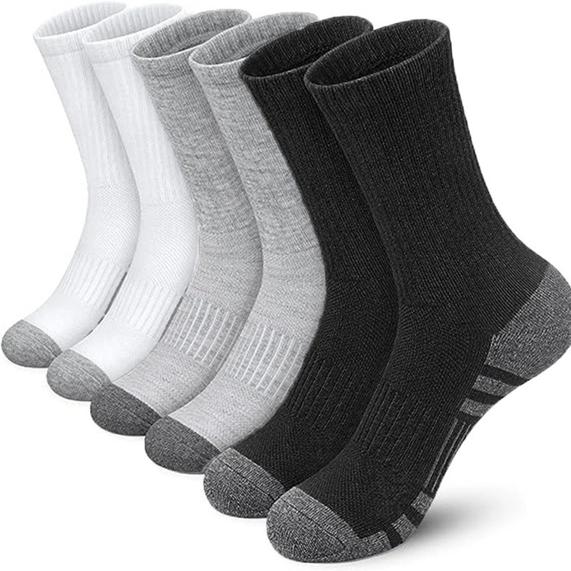 Warm sports socks black and white gray 47 large size rubber cotton socks basketball socks autumn and winter men's white stockings
