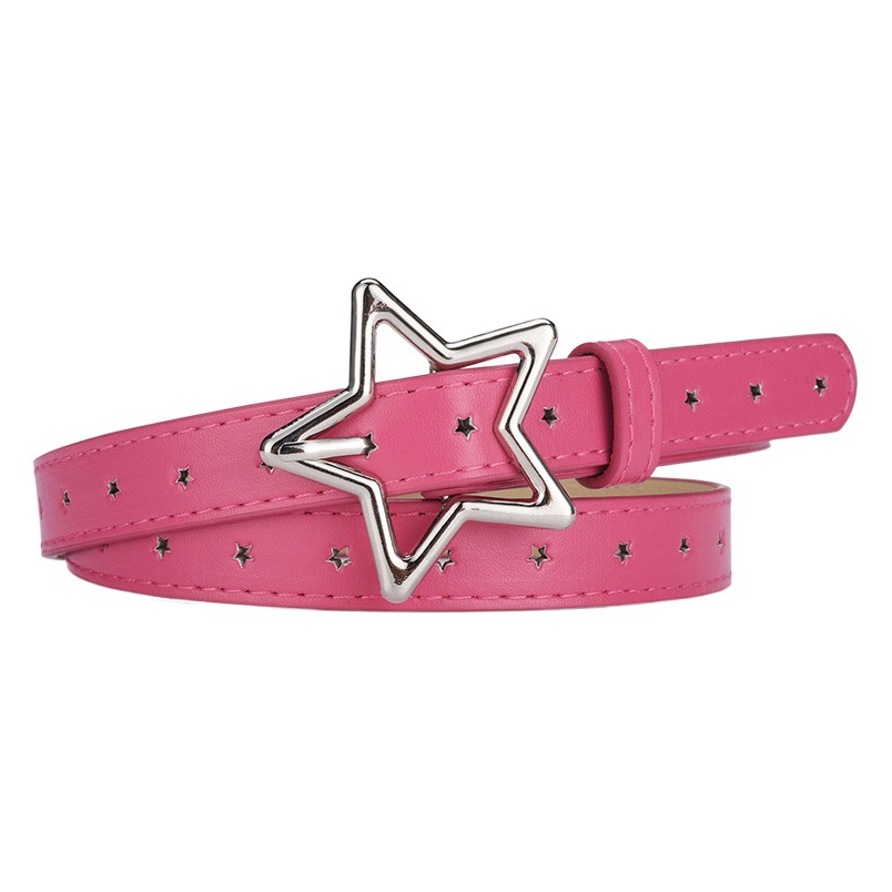 Children's five-pointed star alloy buckle women's belt simple all-match star full hole dress jeans belt Women's