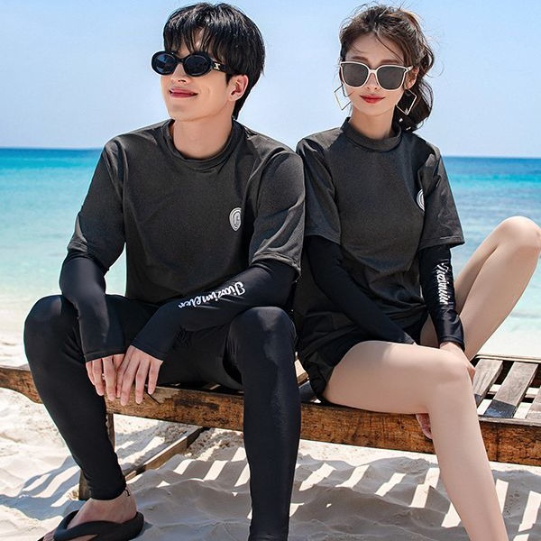 2023 new men and women couple swimsuit long sleeve long Kun Sun Protection diving suit split jellyfish clothing slimming pullover