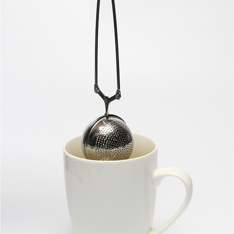 Picture of Modern simple 304 stainless steel tea drain handle round ball tea strainer with handle tea ball spot tea strainer wholesale